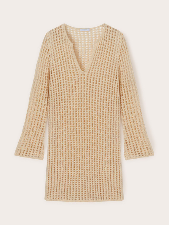Crochet-effect knitted tunic