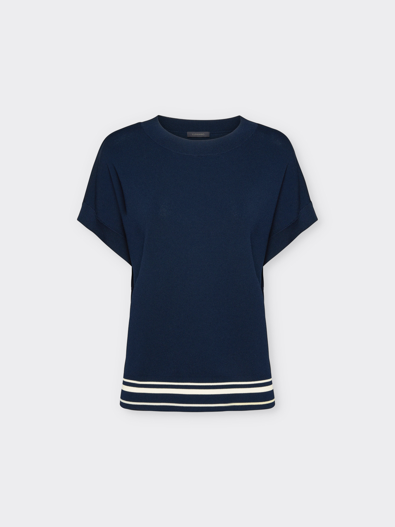 Short-sleeved sweater with striped trim image number 4