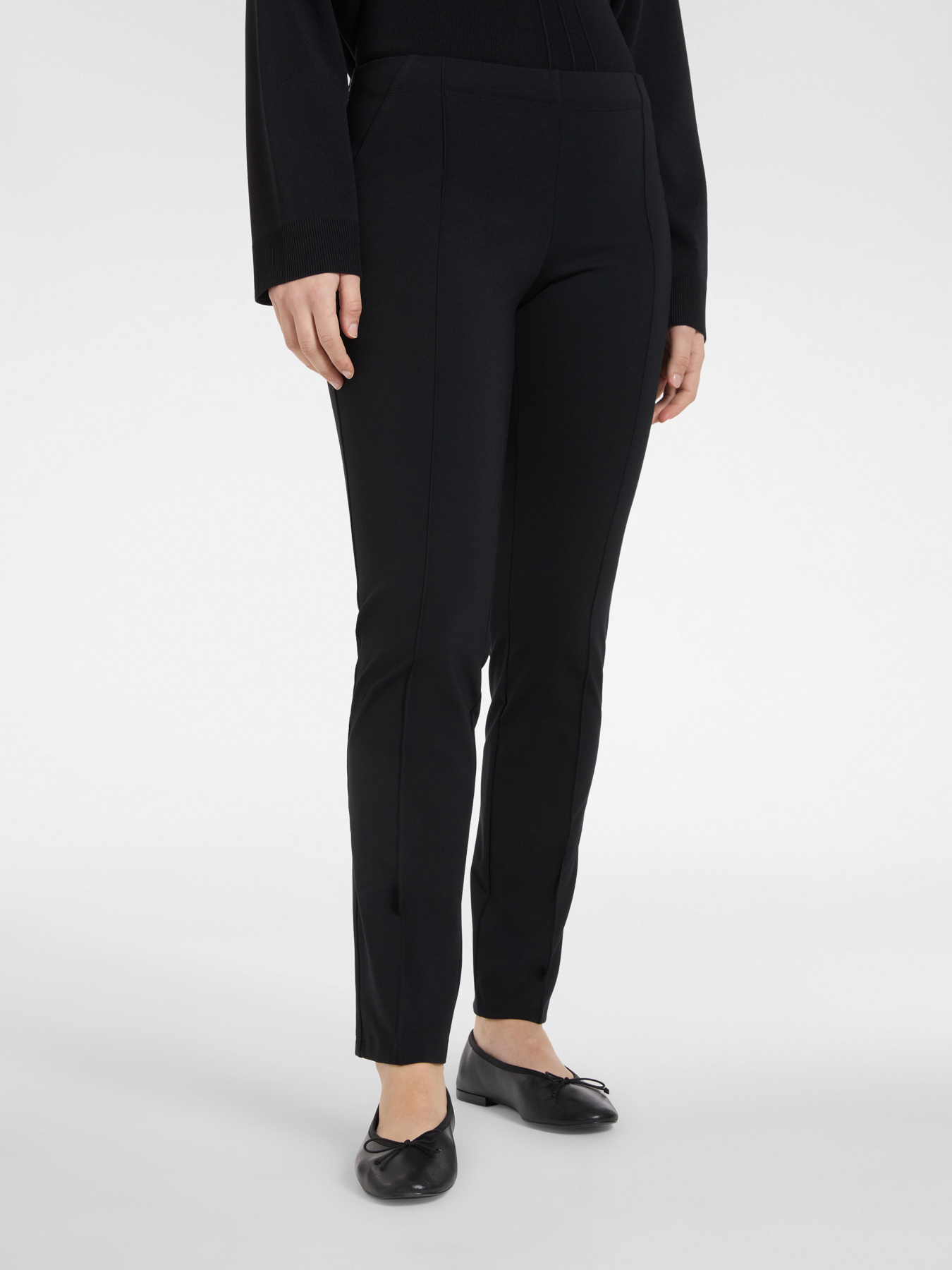 Slim-fit trousers in Milanese stitch image number 2