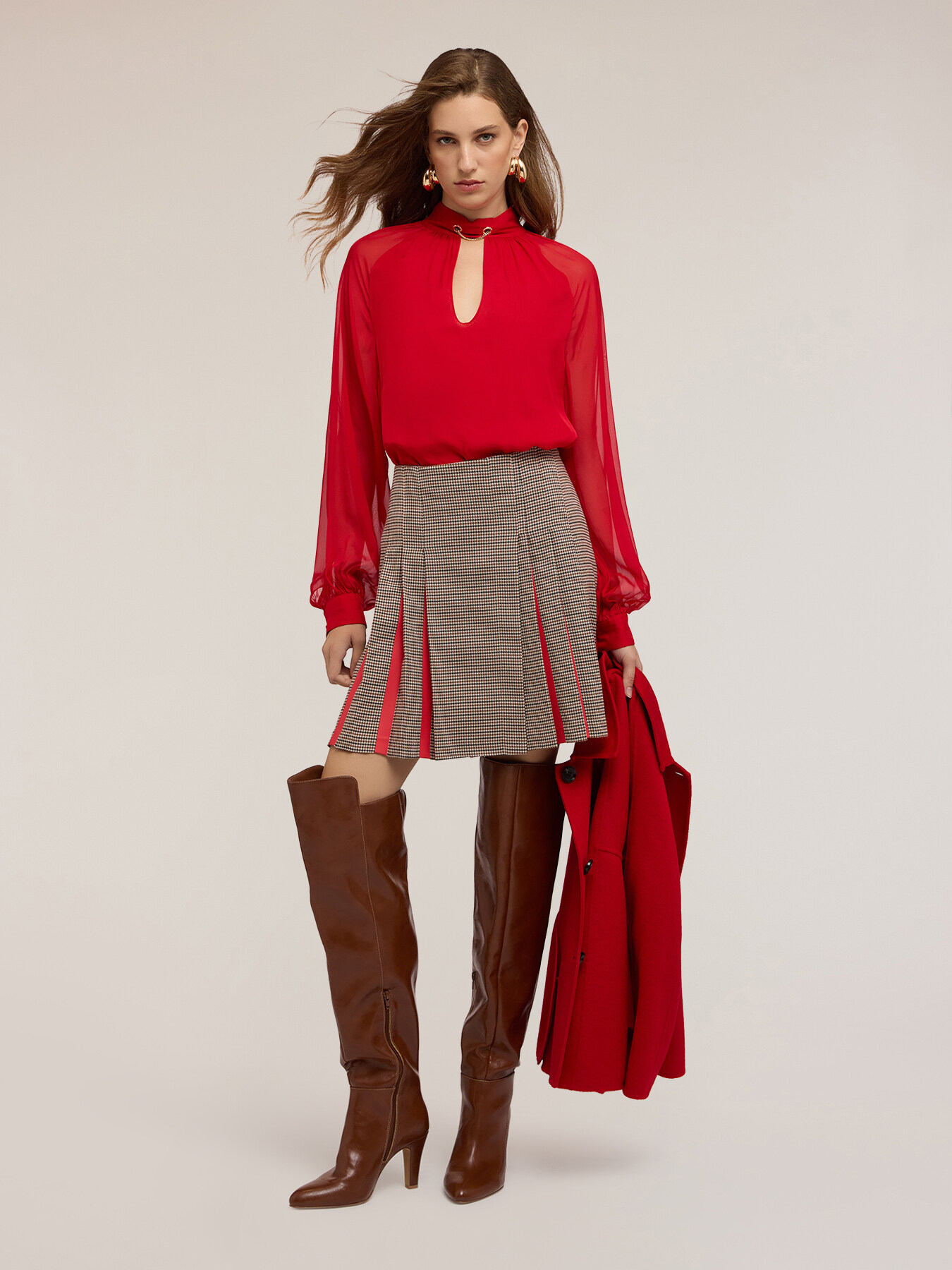 Chiffon blouse with metallic detail image number 0