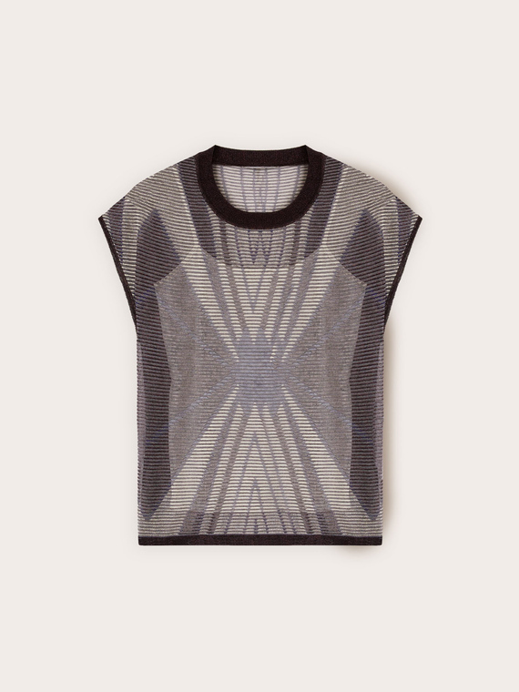 Haut kimono &agrave; motif g&eacute;om&eacute;trique avec top