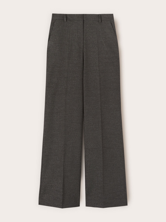 Palazzo pants in mixed lurex armored fabric
