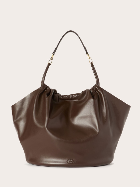 Curly tote bag in coated fabric