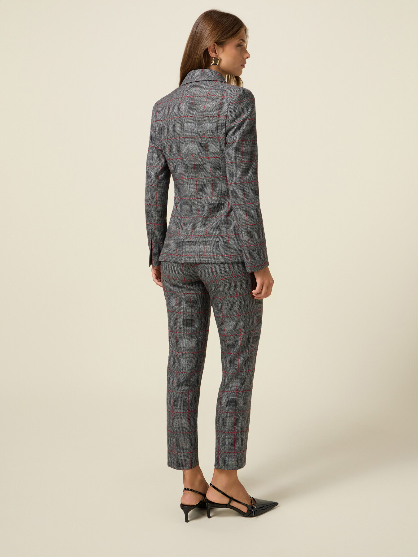 Blazer check con spilla image number 2