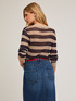 Striped knit sweater with tiny sequins image number 1