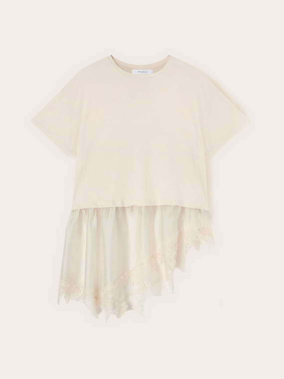 Tricou cu inserție din dantelă