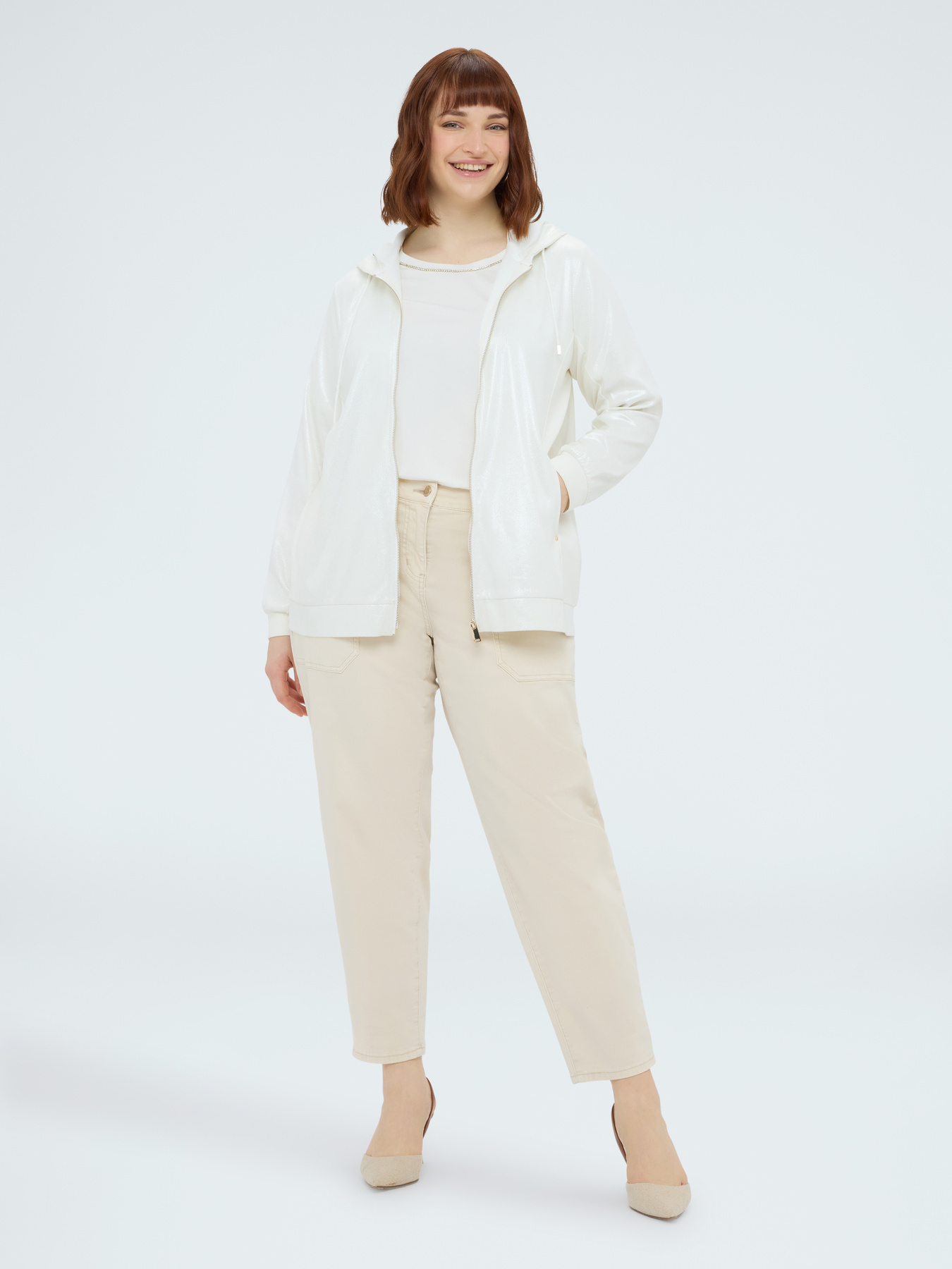 Felpa a costine con cappuccio image number 2