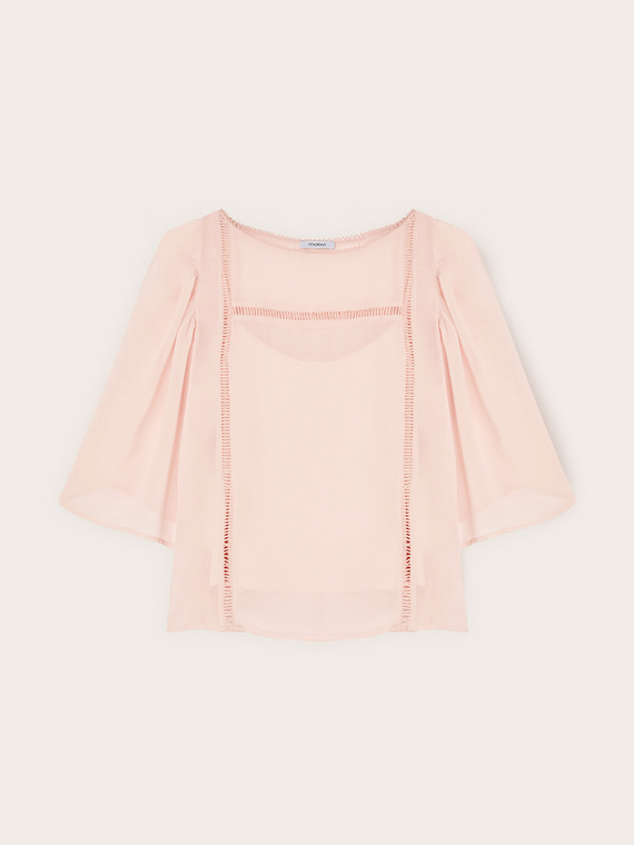 Georgette blouse with ajour&eacute; embroidery