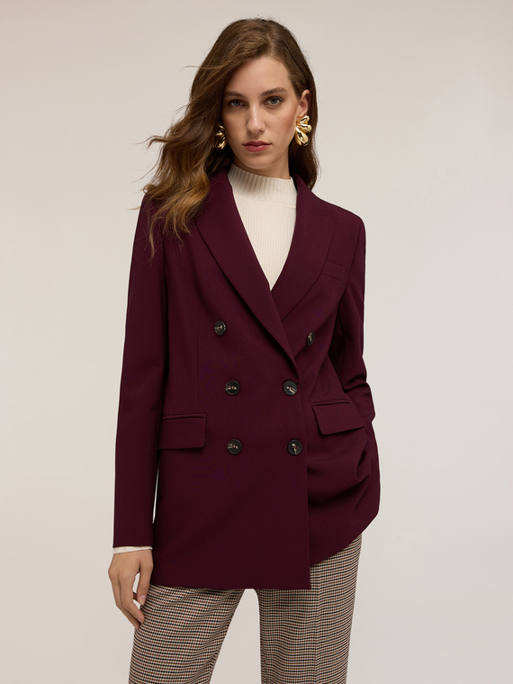 Double-breasted coat in polyester-viscose blend