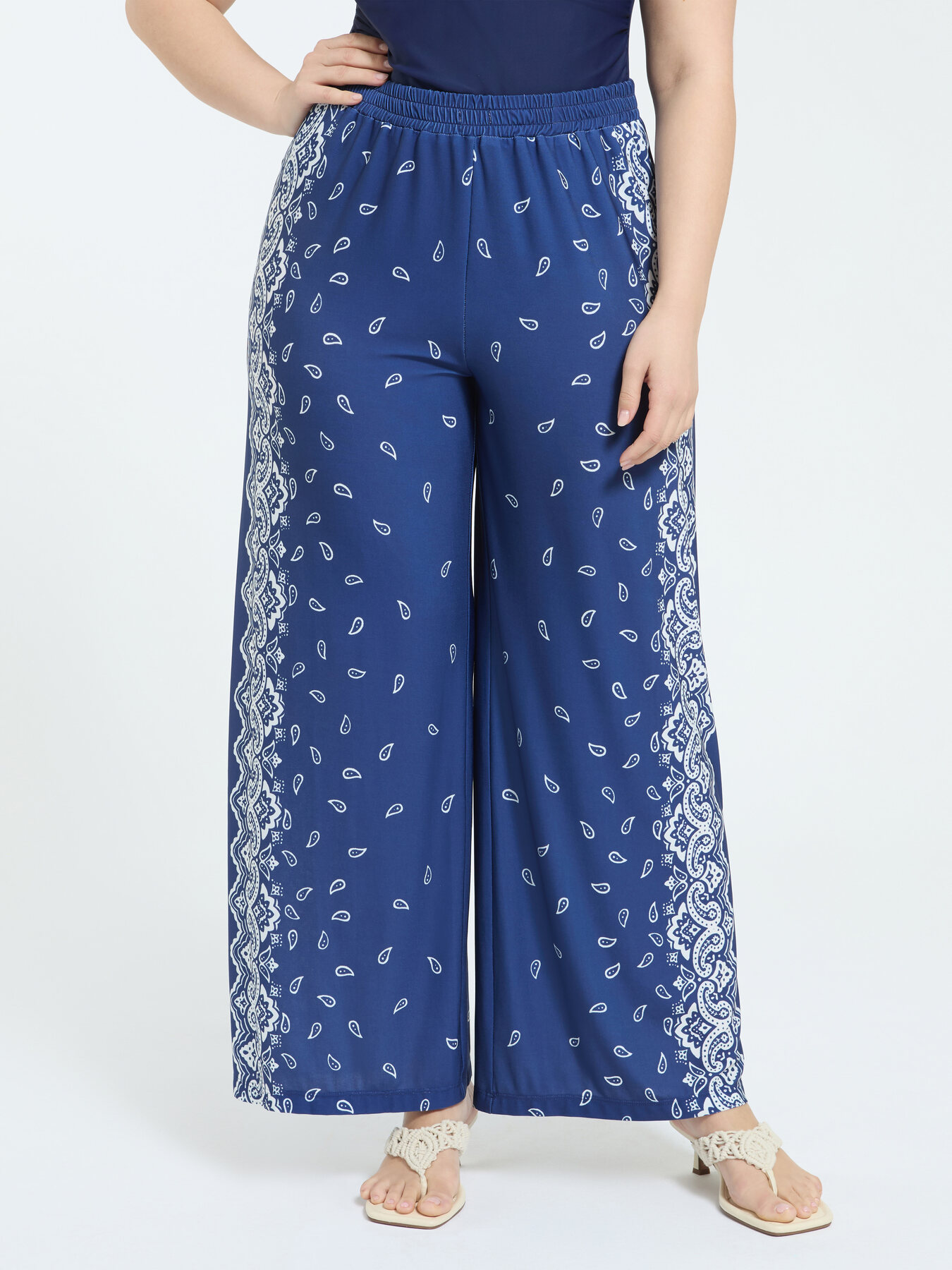 Wide Leg Bandana Print Trousers image number 0