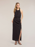 Robe longue en m&eacute;lange de lin avec drap&eacute; image number 2