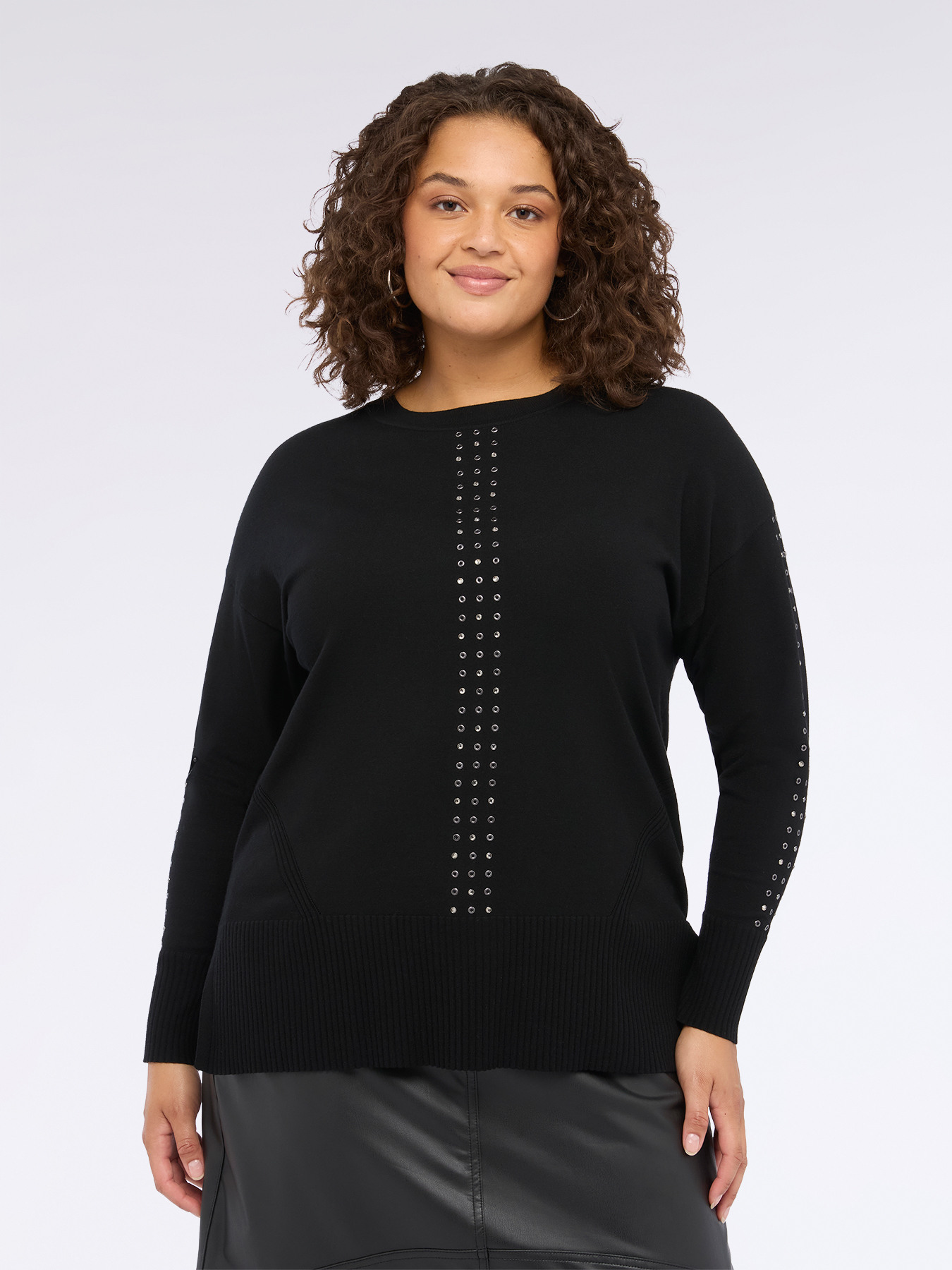 Sweater with glittery appliqués image number 2