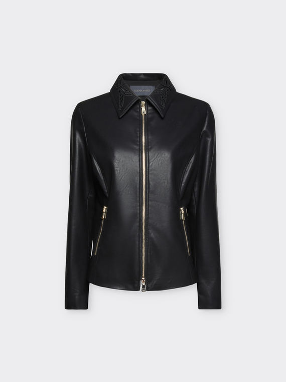 Jacket with zip and embroidery