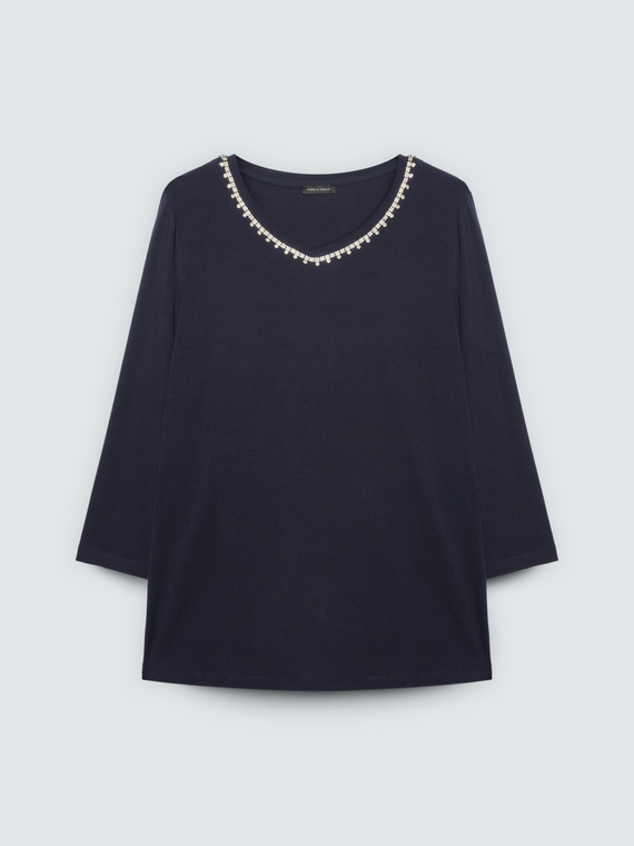 Camiseta de jersey de algod&oacute;n con cristal