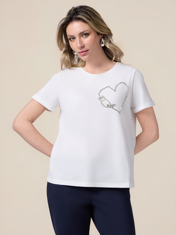 Baumwoll-T-Shirt mit Schmuckstickerei