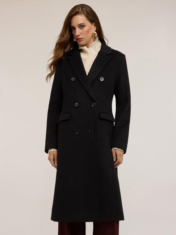 Manteau croisé en drap de laine mélangée