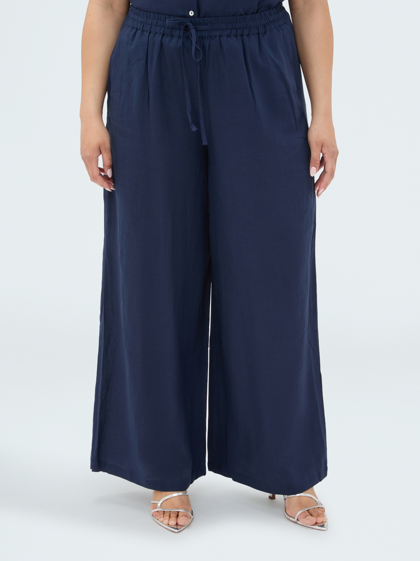 Wide-Leg-Hose aus Leinenmischung image number 0