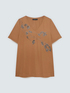 T-shirt in cotone con ricamo floreale image number 4