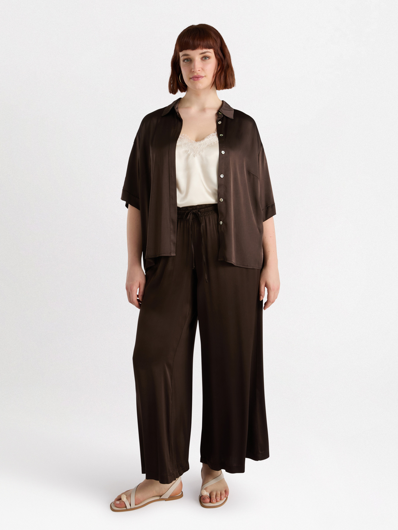 Stretch satin shirt image number 0