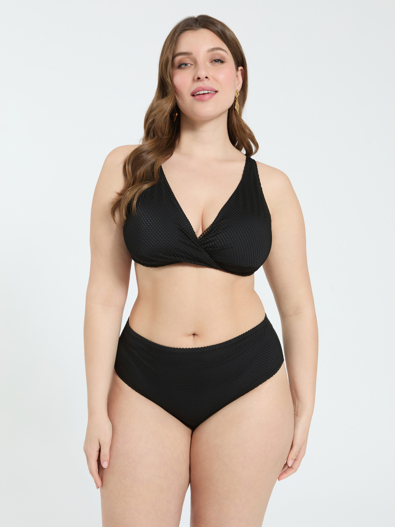 Mesh bikini with crossover neckline image number 0