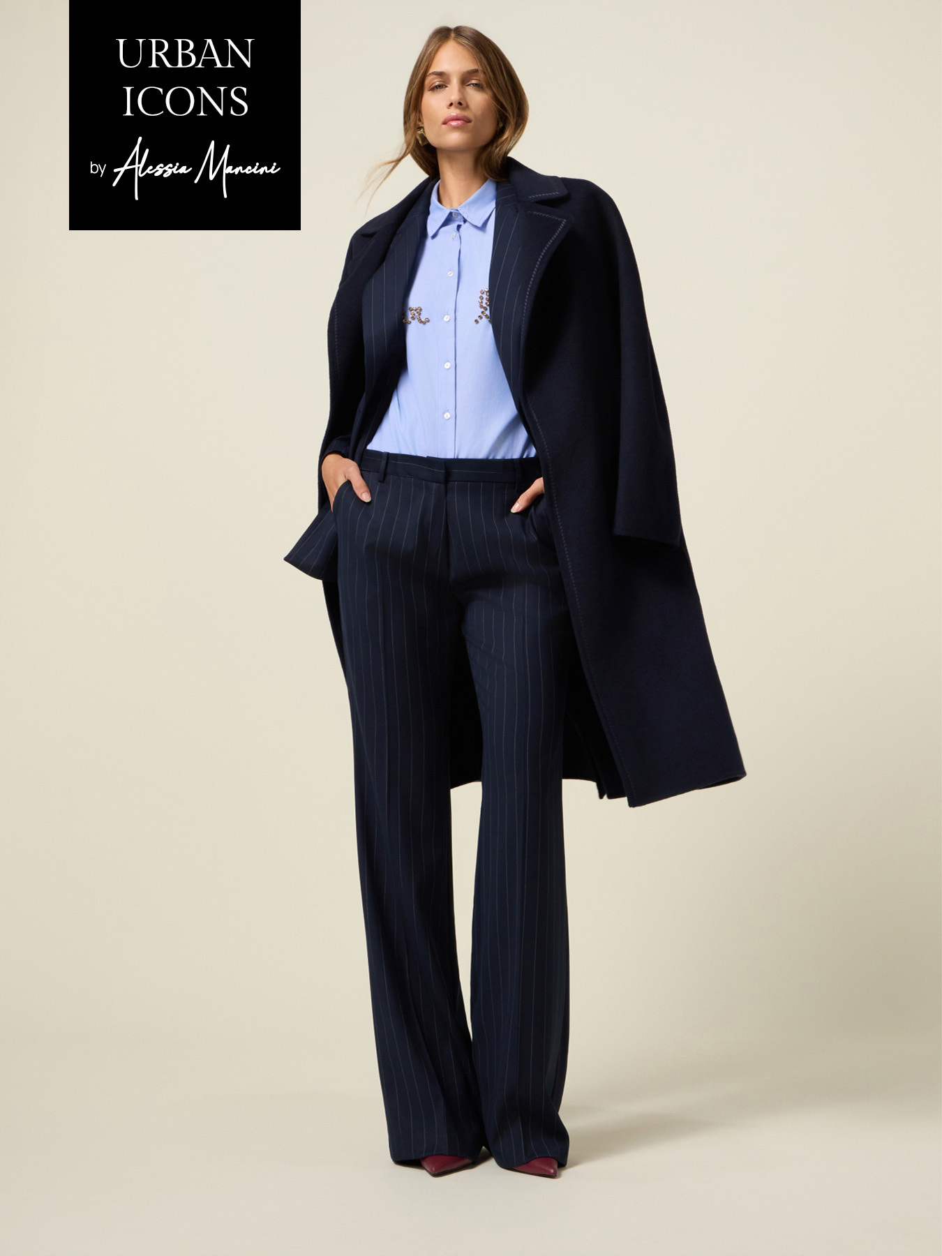 Pantaloni flare gessati image number 0