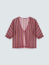 Kimono corto a rayas efecto crochet image number 1