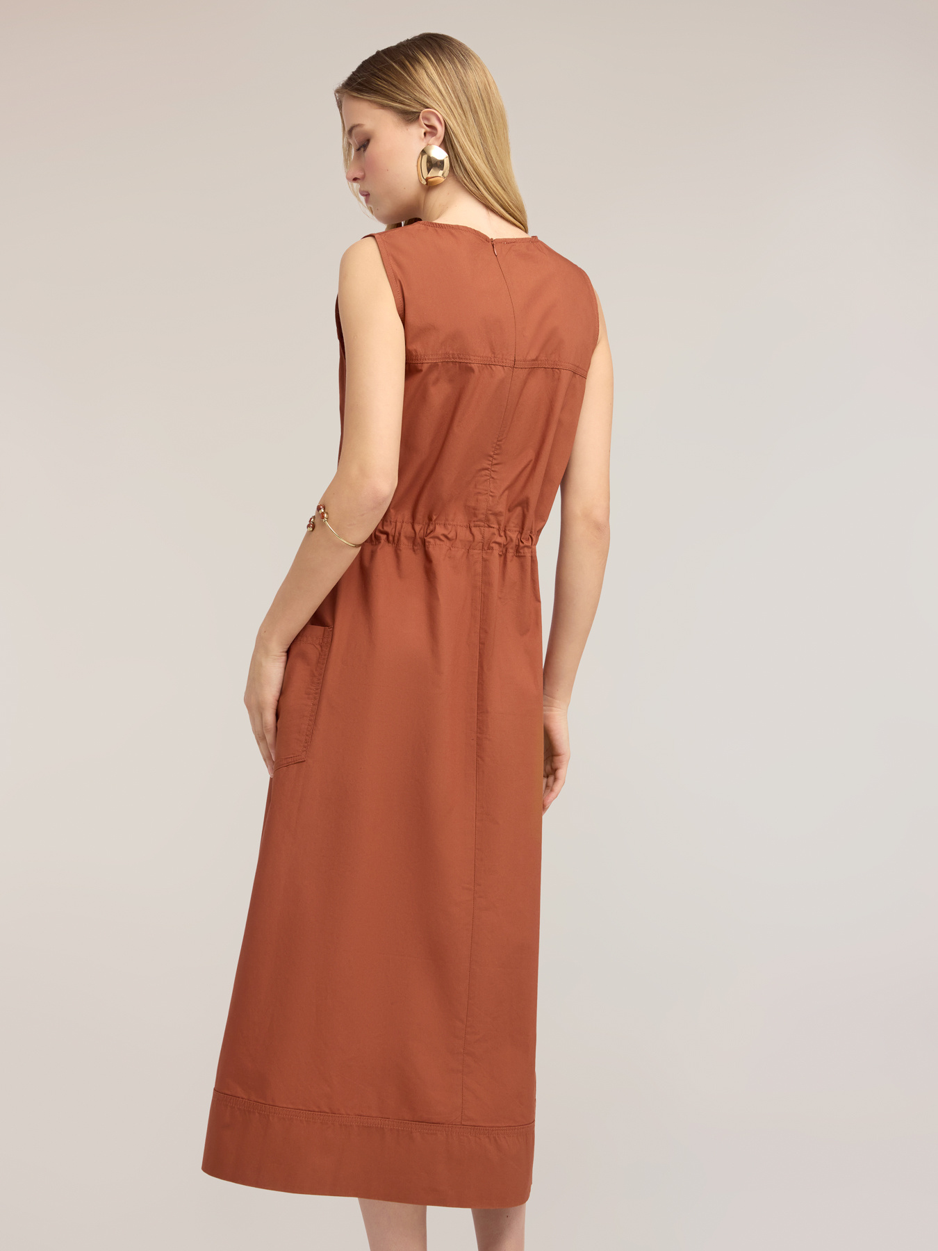 Drawstring dress in poplin image number 1