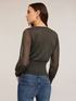 Maglia con incrocio e maniche traforate image number 1