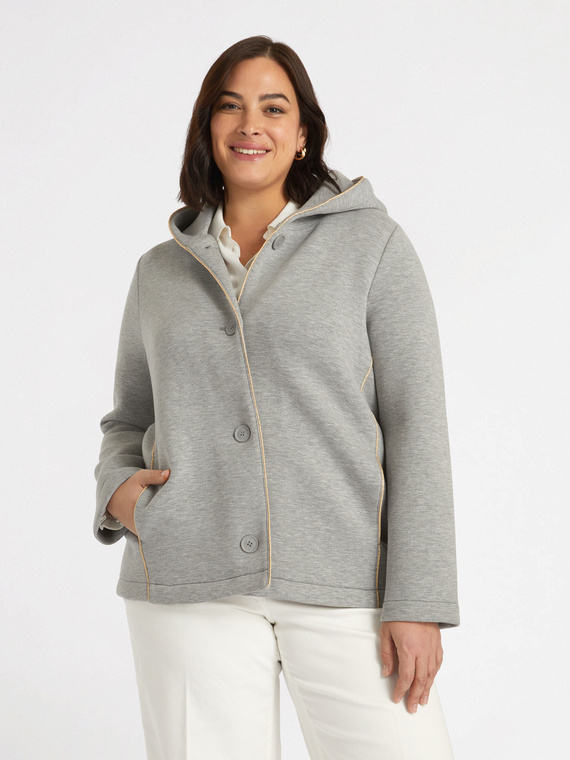 Jacke aus Sweatstoff mit Kapuze