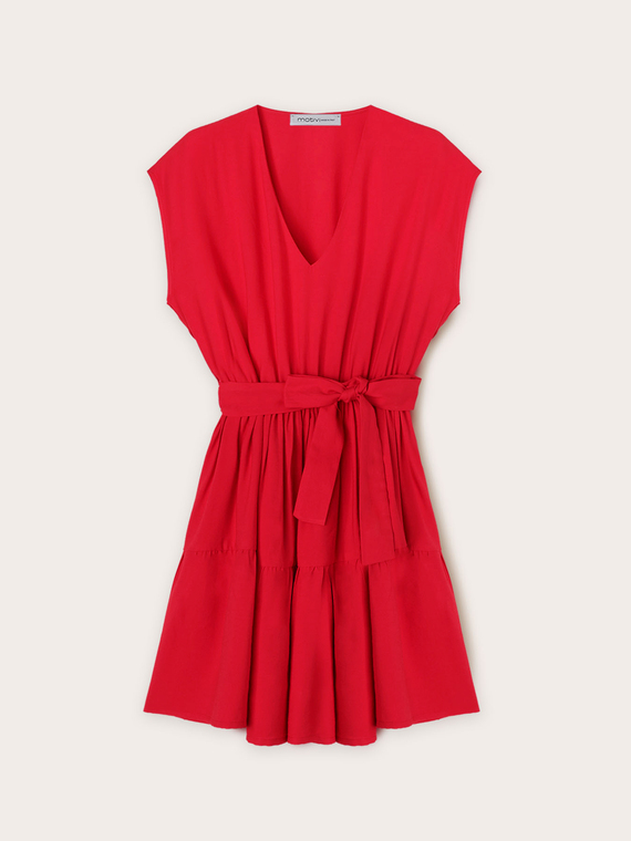 Robe courte à volant en jersey