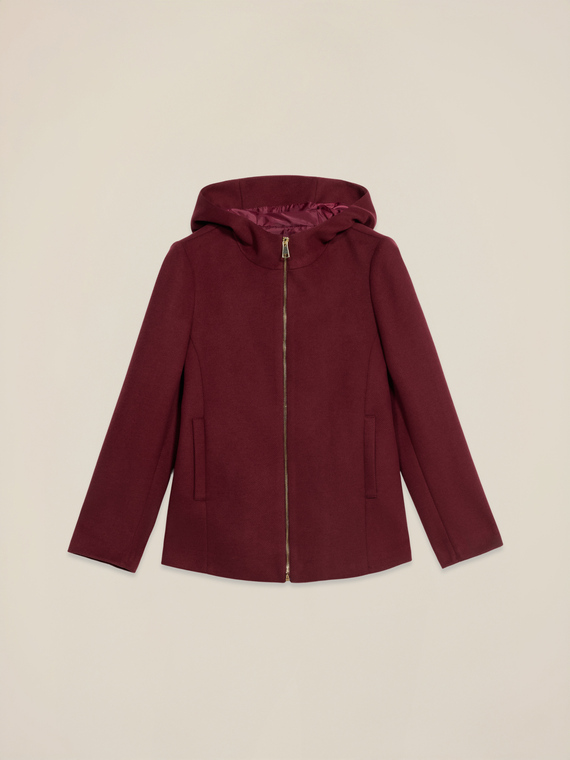 Cappotto corto con cappuccio e zip