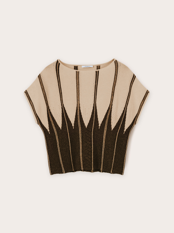 Maglia kimono a righe lurex in filato effetto plissé