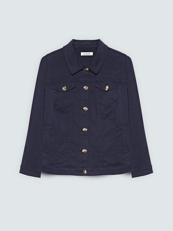 Denim jacket with decorative buttons