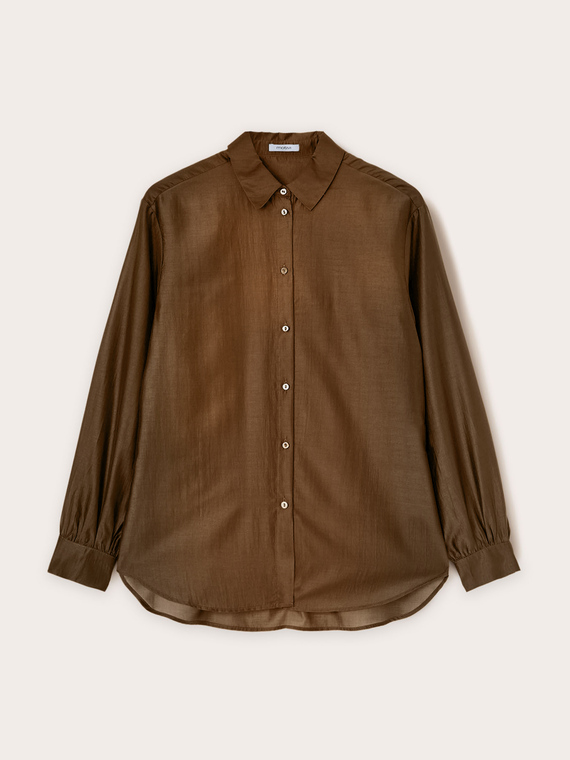 Camicia misto lyocell tinta unita