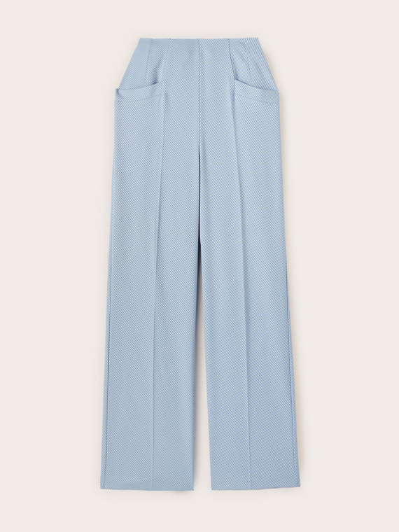 Pantalon palazzo en tissu teint fil &agrave; rayures