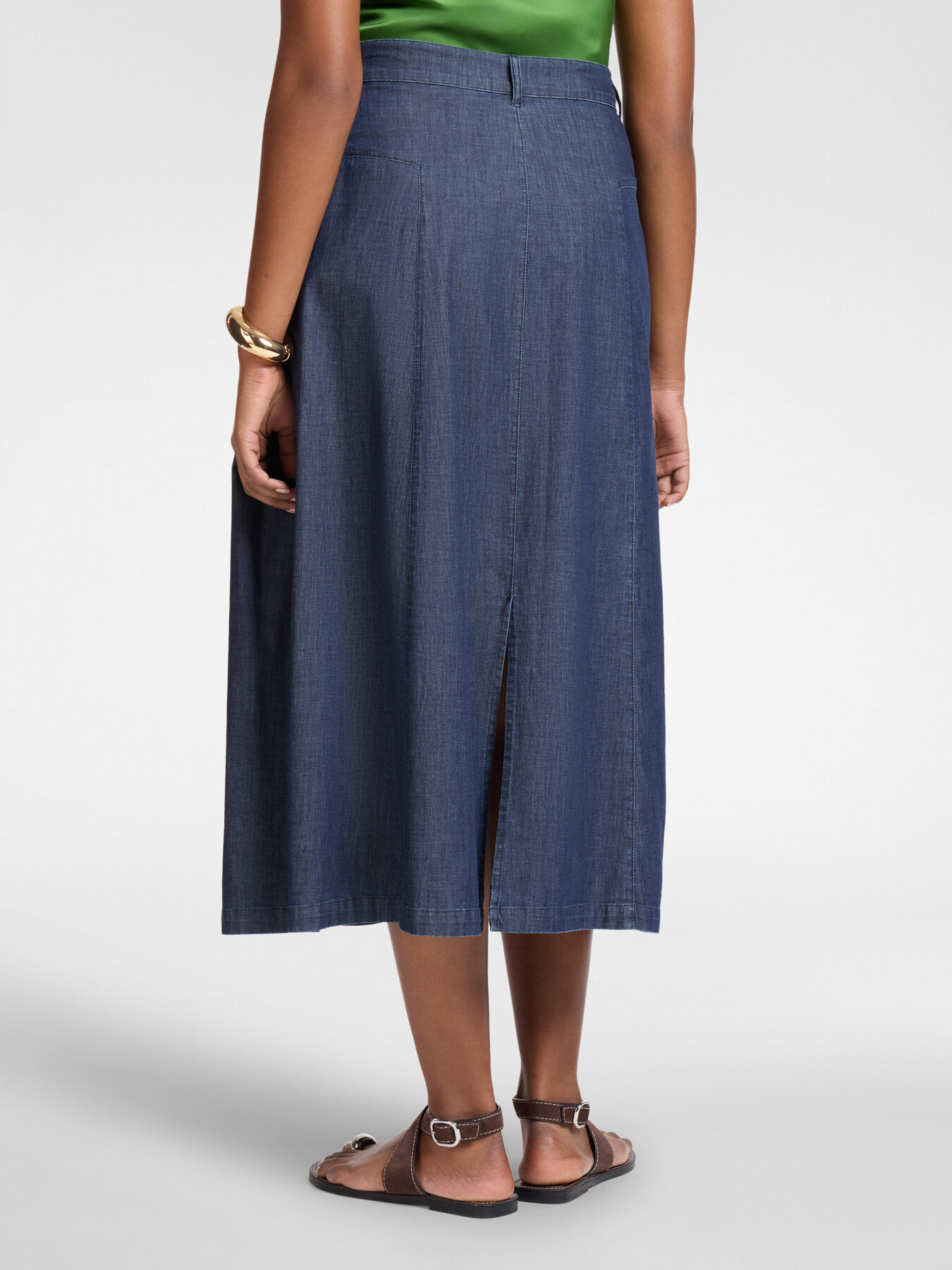 Gonna longuette in Chambray linea ad A image number 1