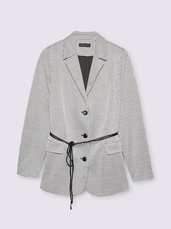Houndstooth blazer with belt