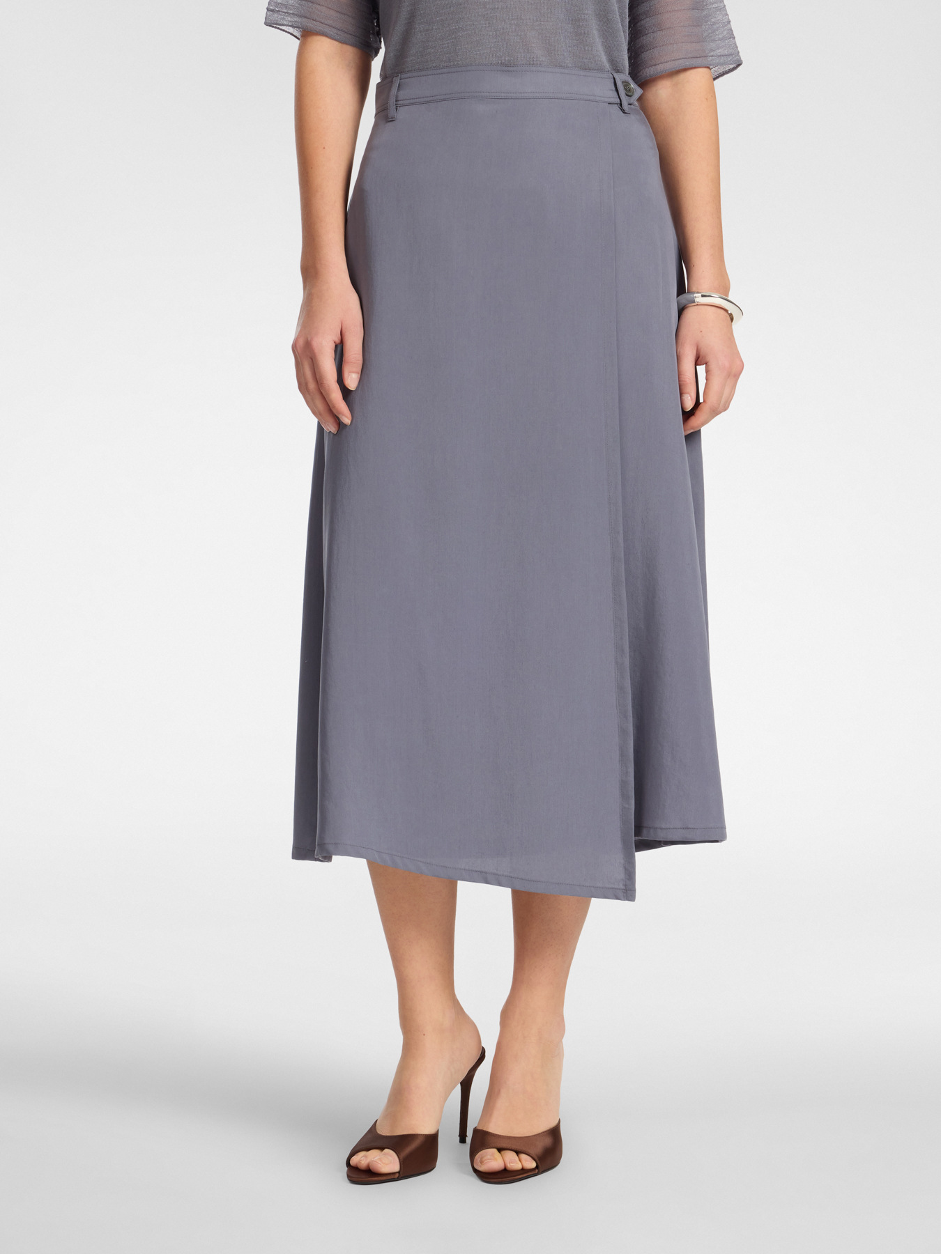 Asymmetric midi skirt in lyocell image number 2