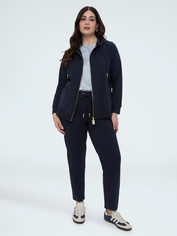 Jogger pants in fleece with drawstring