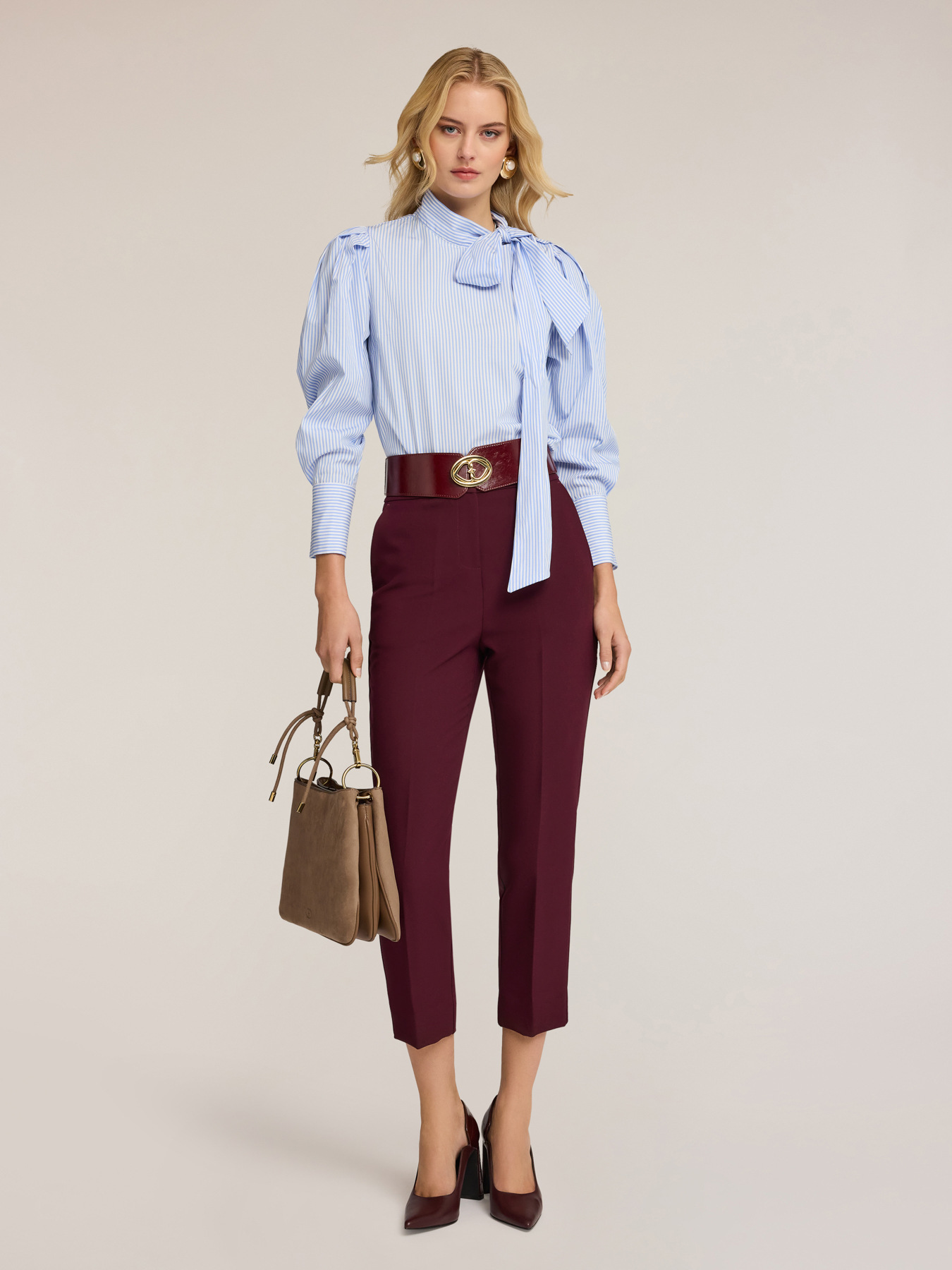 Cotton poplin blouse with bow image number 3