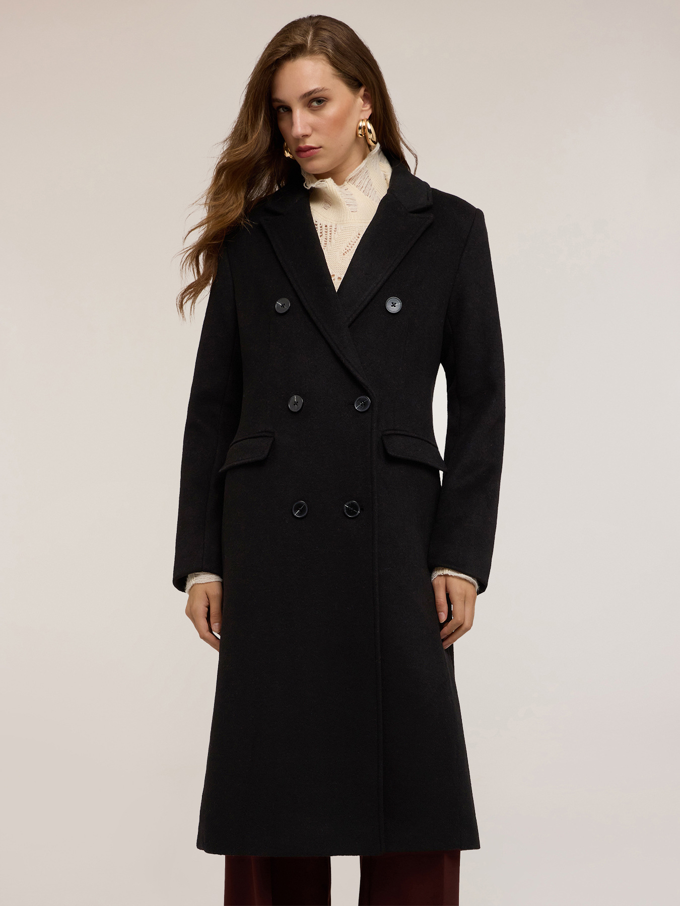 Manteau croisé en drap de laine mélangée image number 0