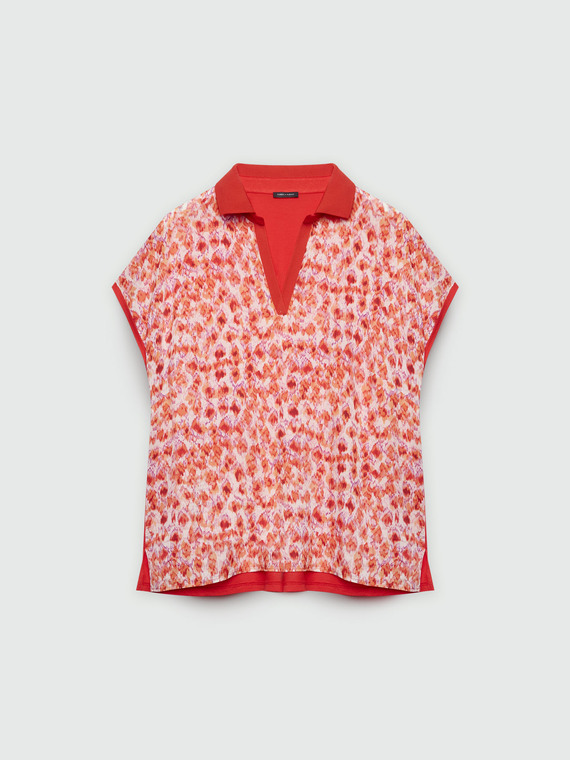 Blusa in due tessuti con stampa a fiori