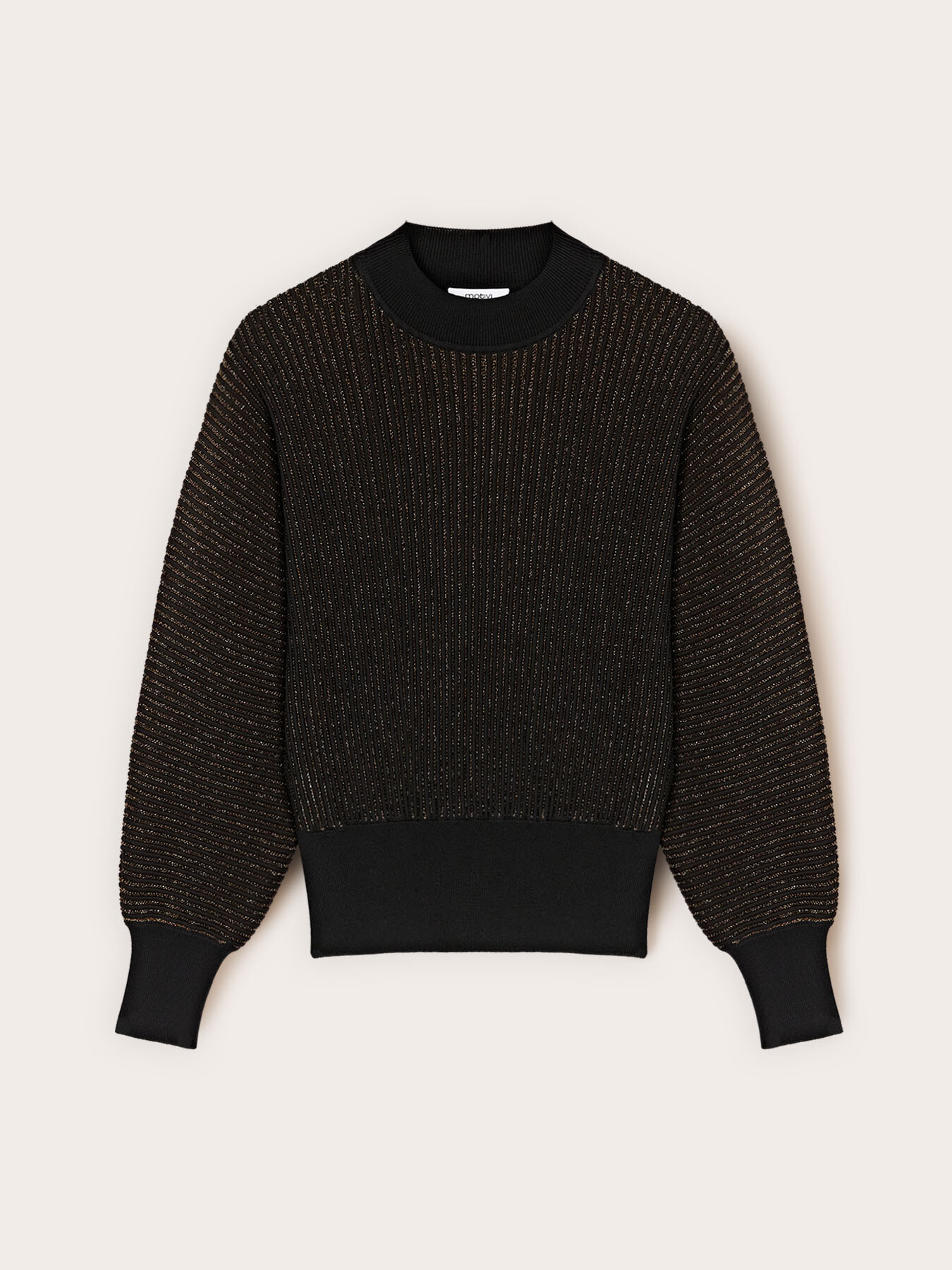 Ribbed turtleneck sweater in laminated yarn image number 4
