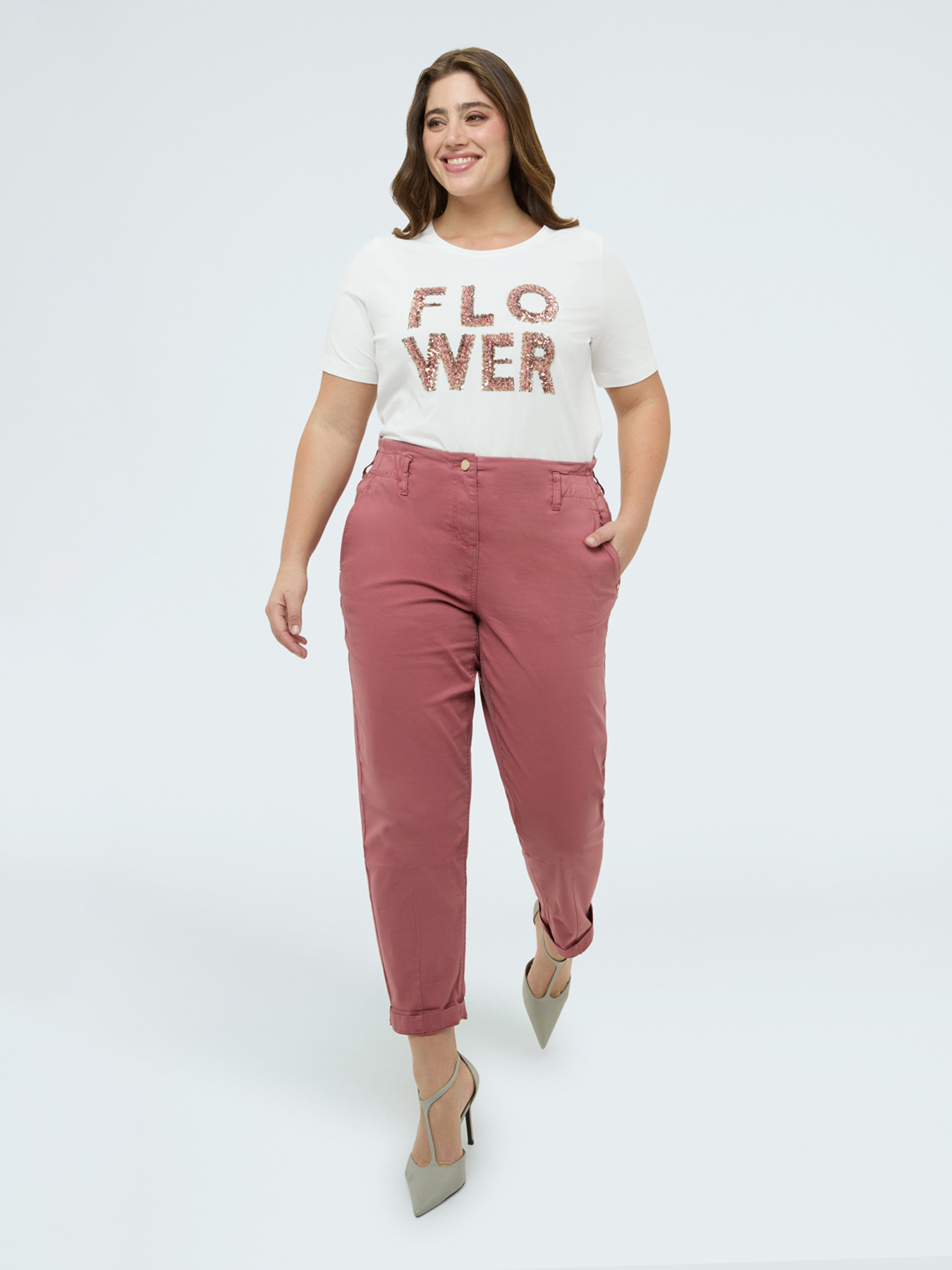 T-shirt in cotone con scritta Flower image number 3