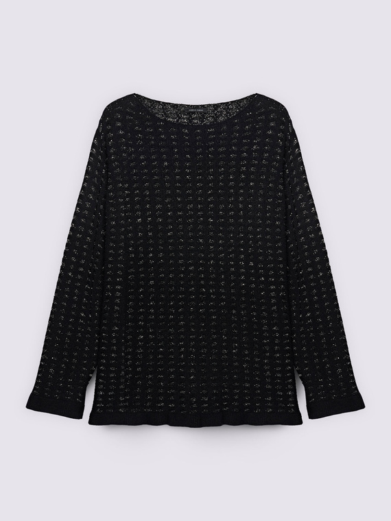 Maglia lurex con scollo a barchetta