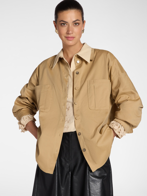 Camicia lunga in gabardina