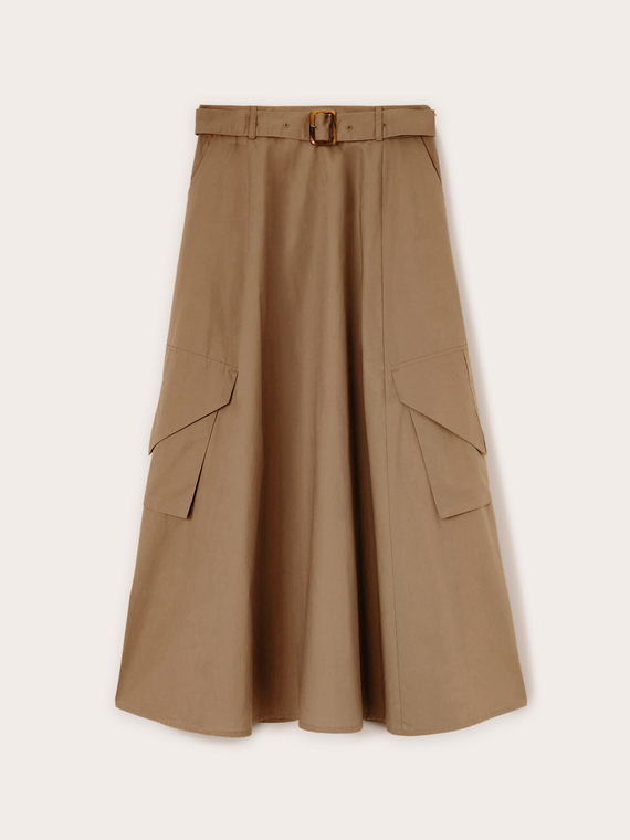 Cotton poplin cargo skirt