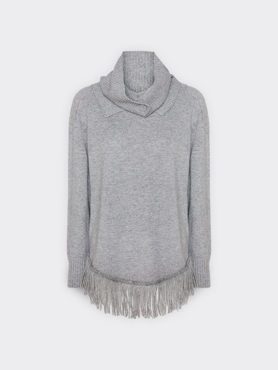 Maglia con frange e collo staccabile