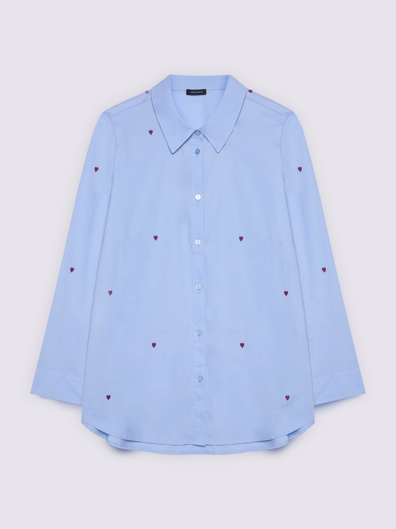 Heart embroidered poplin shirt image number 4