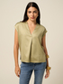T-shirt bimaterica con scollo a V image number 0
